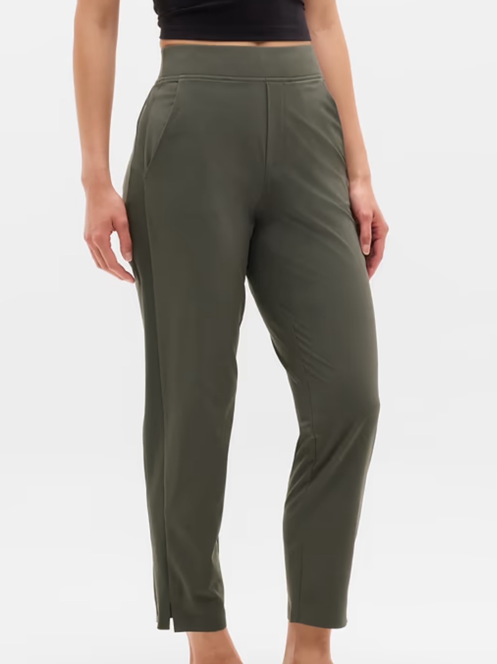 Athleta Brooklyn Midrise Ankle Pant Sz 2 Green Ribbed Side Stretch